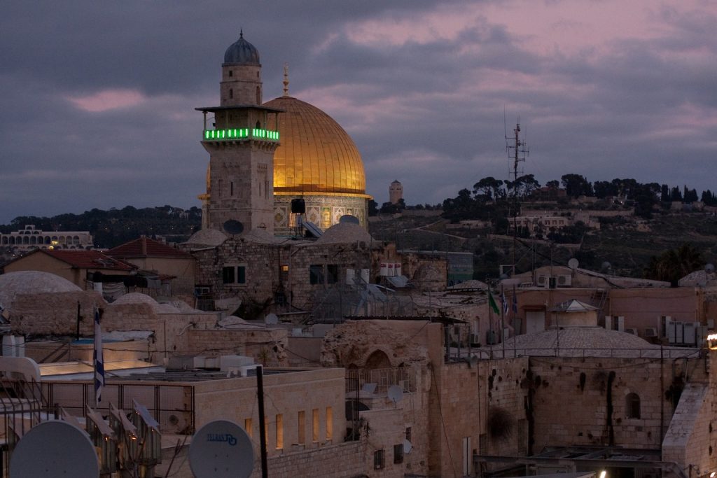jerusalem, church hill, in the evening, minaret, mosque, dome, green light, gold, twilight, jerusalem, jerusalem, jerusalem, jerusalem, jerusalem